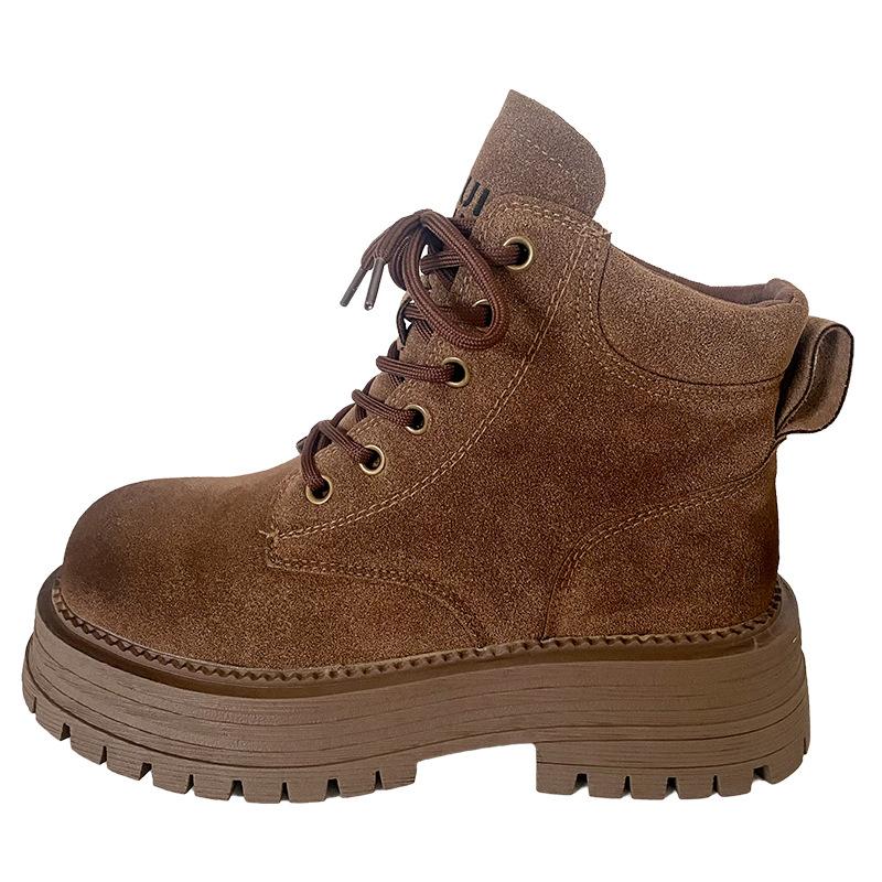 

A9852 высококачественные ботинки Martin на толстой подошве женские ботинки из ревеня короткие ботинки осень 2024 новые ботинки локомотив короткие ботинки 40 коричневый