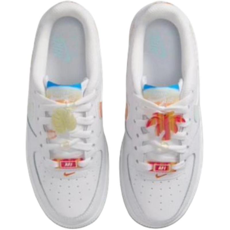 Nike Air Force 1 Lv8 Anti Slip Wear Resistant Low Top Kids' Skateboarding Shoes White Blue Orange Sneakers IB8890-191