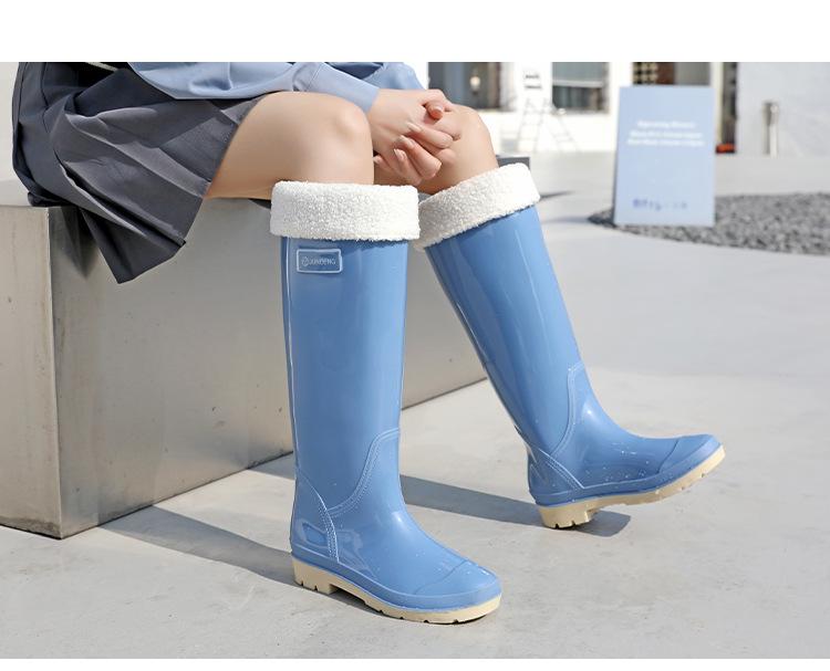 Женские 42 см Очень Высокие Нескользящие Утолщенные Водонепроницаемые Резиновые Сапоги для Путешествий, Уборки Столовой и Модной Носки