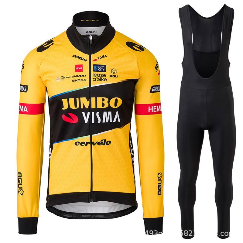 Mens Long Sleeve Cycling Jersey Bib Shorts Set Breathable Quick Dry Road Bike Apparel