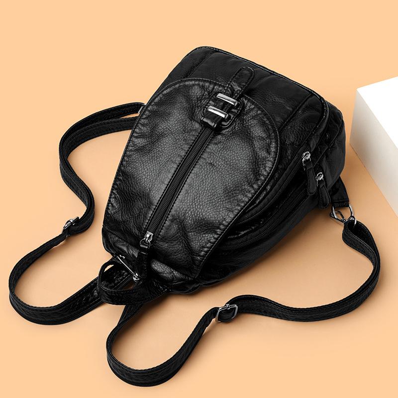 Damen Retro Rucksack PU Leder Große Kapazität Multifunktional Modische Brusttasche