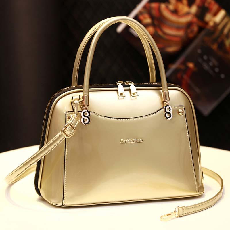 

Women Patent Leather Fashion Handbags Elegant Exquisite Portable Shoulder Bag Elegant Diamond Wedding Party Ladies Bag women 34x14x22cm