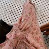 2025 Floral V-Neck Mid-Length Dress for Women: Spring & Autumn Rose Tea Break Design