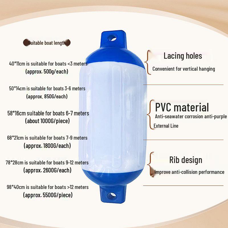 Inflatable PVC Marine Mooring Fender: Thickened Anti-Collision Pad for Yachts & Speedboats