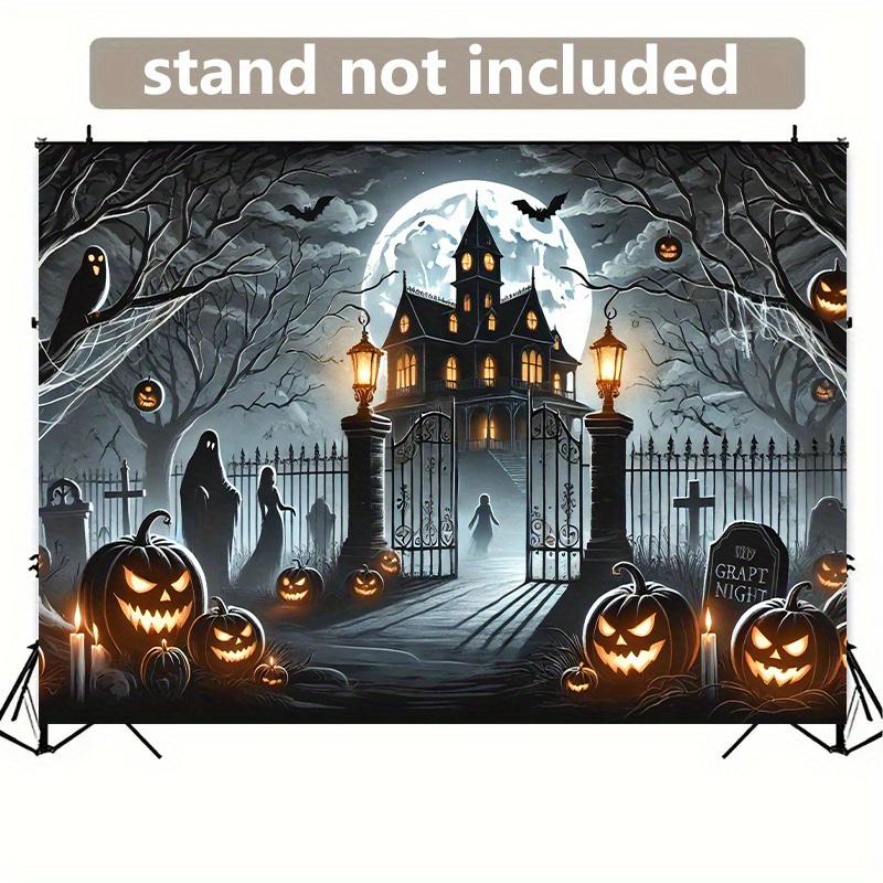 Halloween pumpkin ghost house night scene background wall decoration for office, home, outdoor decoration / party decoration