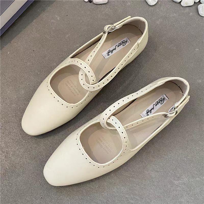 Frühjahr und Sommer 2025 neue Retro-Damen-Mary-Jane-Schuhe mit gekreuzter Schnalle, lässige, weiche, niedrige, bequeme, vielseitige Einzel-Schuhe