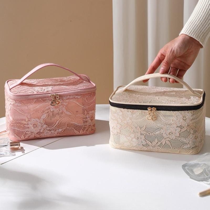 Large Capacity Travel Makeup Bag Fashion Portable Multifunctional Cosmetic Bag Lace Women Toiletry Storage Organizer Bag