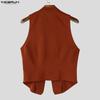 Deep V Incerun Men Neck Sleeveless Splits Zipper Casual Fitted Thin Tank Tops Waistcoats