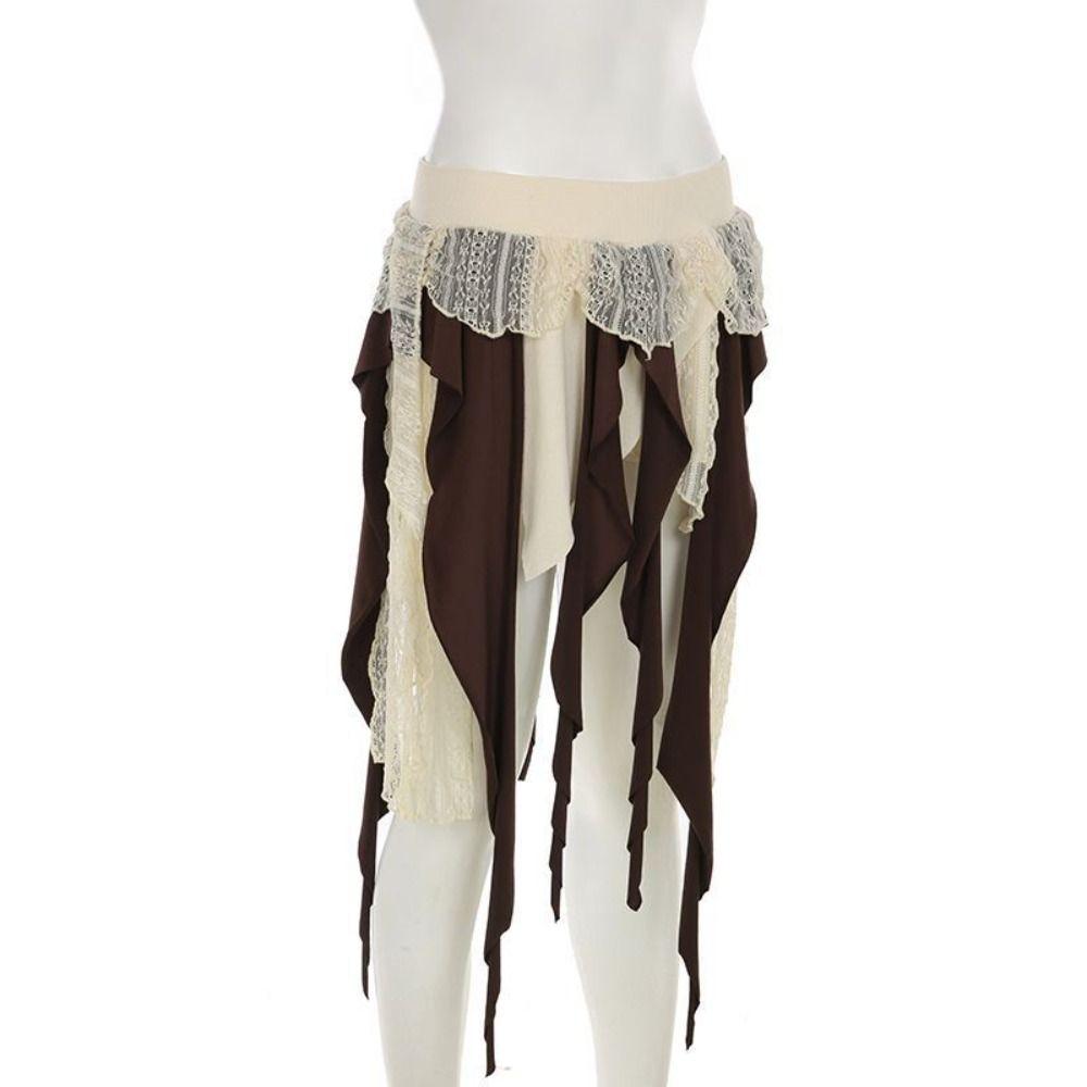 Mesh Flower Girls Short Mini Skirt High Waist Splicing Irregular Skirt Tassel Mini Skirts  Summer