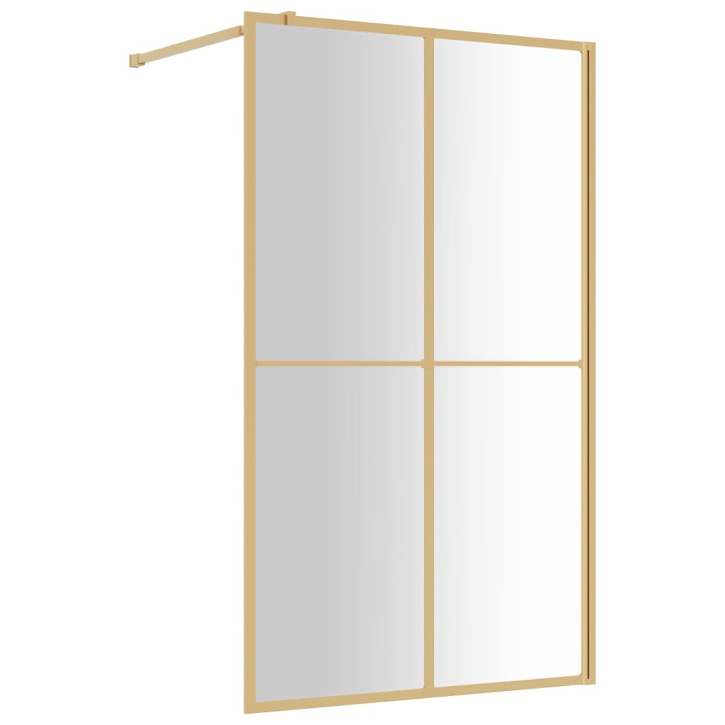 Walk in Shower Screen with Tempered Clear Glass and Gold Finish 118 x 195 cm