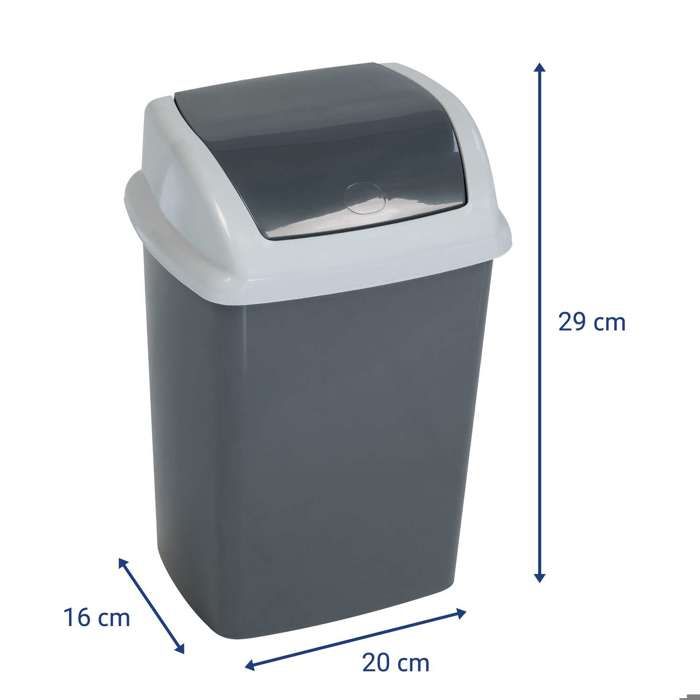 MAUL Poubelle MAULswing 5 l Plastique 20 x 16 x 29 cm gris foncé