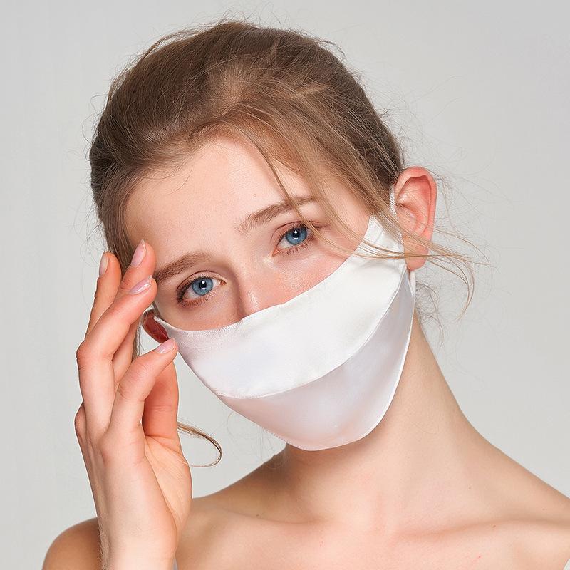 Unisex Summer Mulberry Silk UV Protection Face Mask Double Layer 3D Sun Protection Face Cover for Men and Women белый