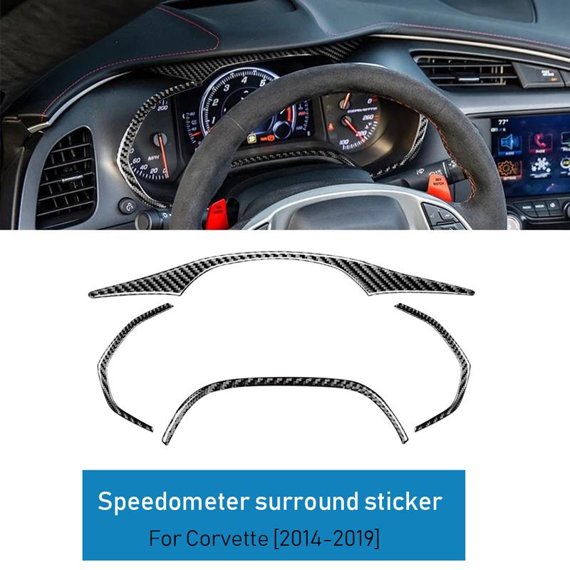 Real Soft Carbon Fiber for Chevrolet Corvette C7 2014 2015 2016 2017 2018  Accessories Car Speedometer Surround Stickers Speedometer Surround