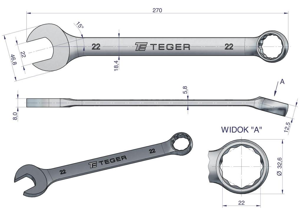 Klucz Płasko-Oczkowy 22 Mm / Teger