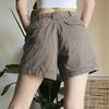 Summer Women Vintage Elastic Cargo Shorts Casual Solid Short Overalls Pants with Pockets for Streetwear