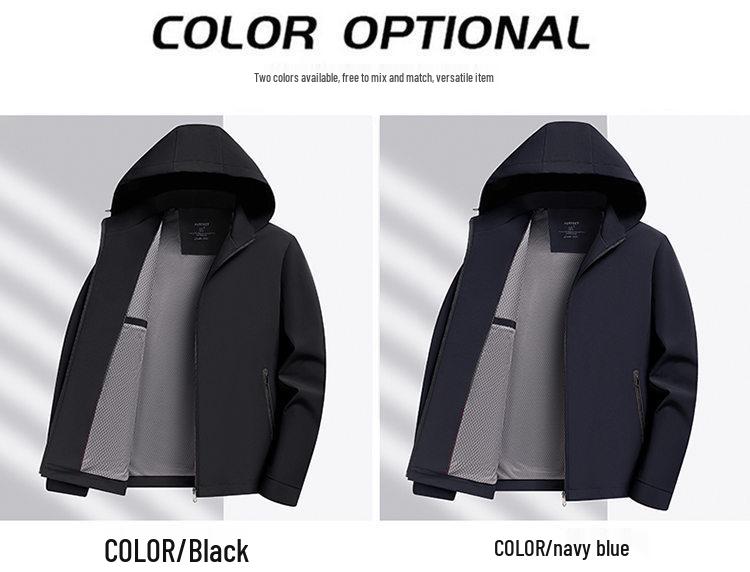 Men's 26-Year Spring & Autumn Hooded Jacket in Sealed Milk Silk for Middle-aged & Elderly