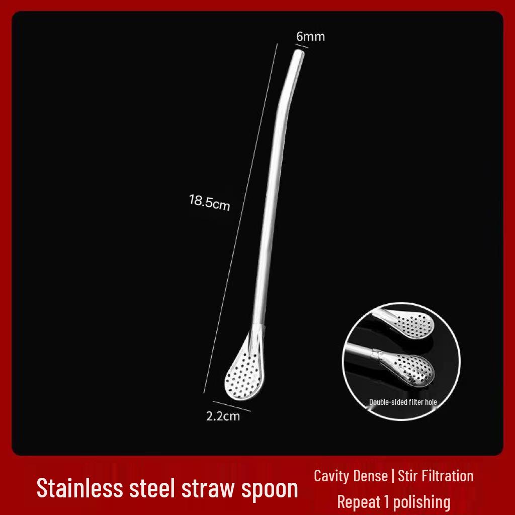 Dual-Purpose Stainless Steel Straw Spoon for Milk Tea