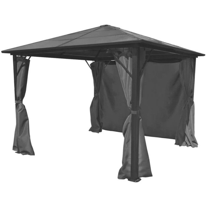Belvédère - vidaXL - 300 x 300 cm - Aluminium - Rideaux inclus - Protection UV