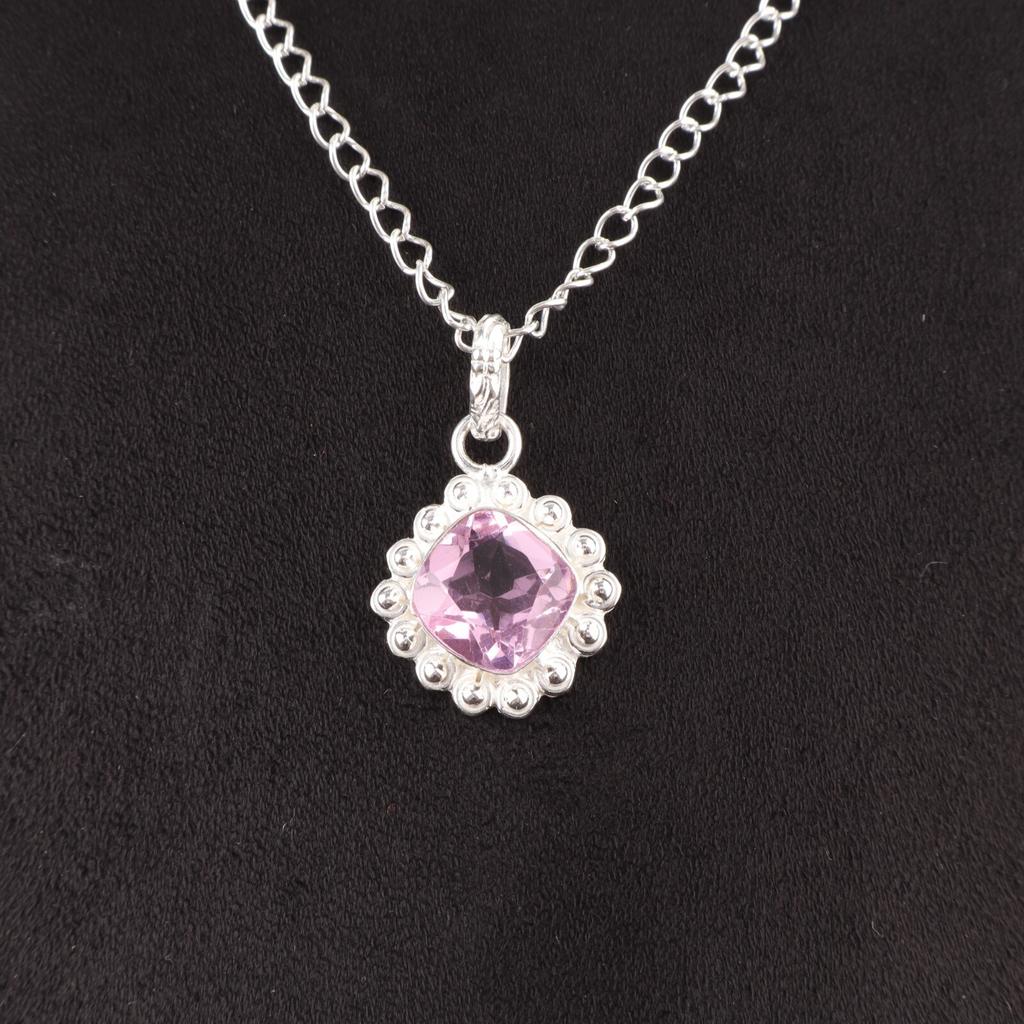 Morganite Gemstone 925 Sterling Silver Mother Gift Friendship Day New Pendant PP-34-12