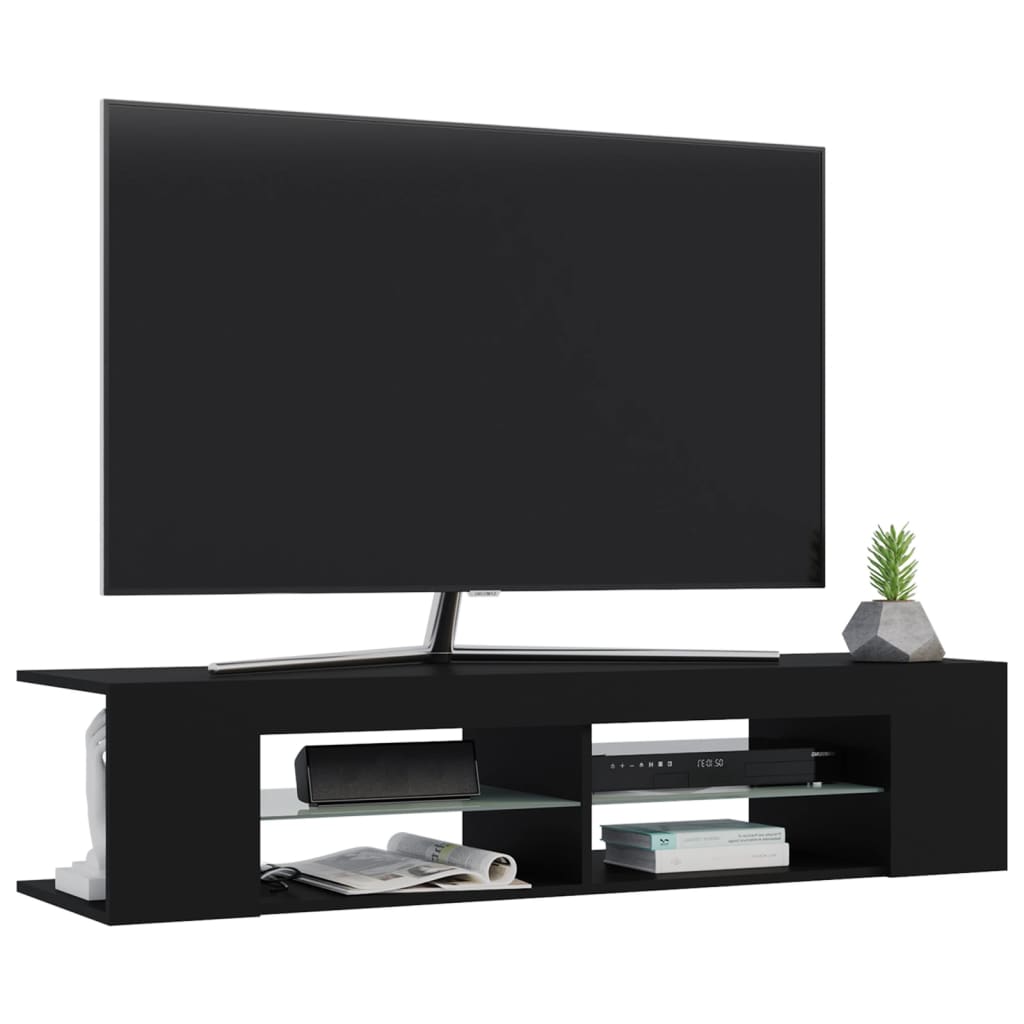 TV Cabinet with LED Lights Black 135 X 39 X 30 Cm