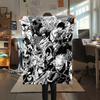 My Hero Academia Black & White pattern Flannel Blanket, High quality Comfortable for All Seasons, Home Decor, Warmth and Comfort, Perfect for Gifts.