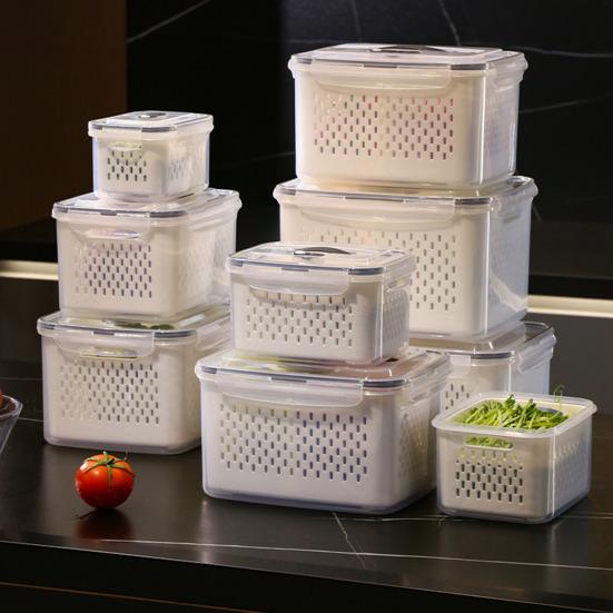 Fruit Storage Boxes for Fridge Leak-proof Produce Containers with Removable Colander And Divider Food Container for Vegetables And Fruits Meal Prep