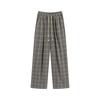 Gray Retro Woolen Plaid Pants Women's Autumn and Winter New Thin Contrasting Lazy Straight-leg Pants