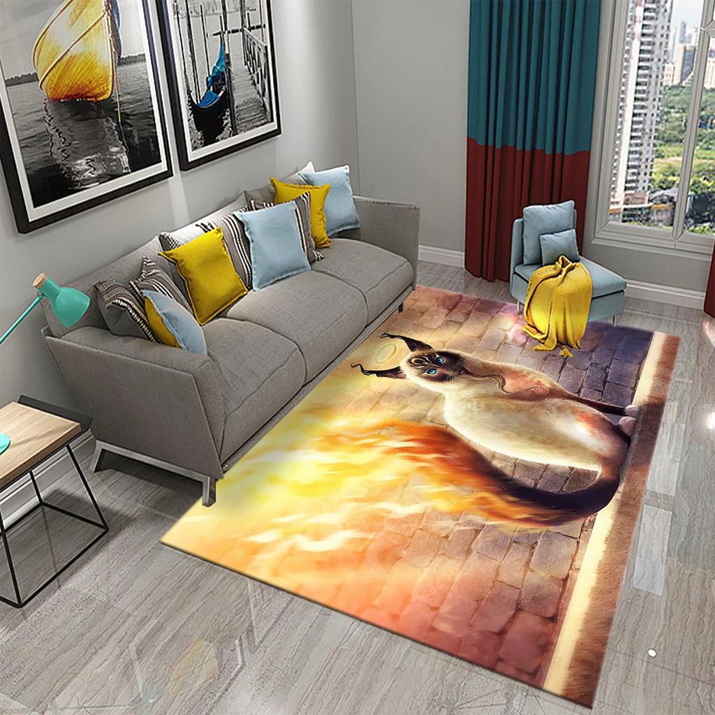 3D Fire Animal Cool Tiger Wolf Carpet Children Play Crawling Carpet Living Room Bedroom Balcony Decor Rugs Bathroom Non-slip Mat