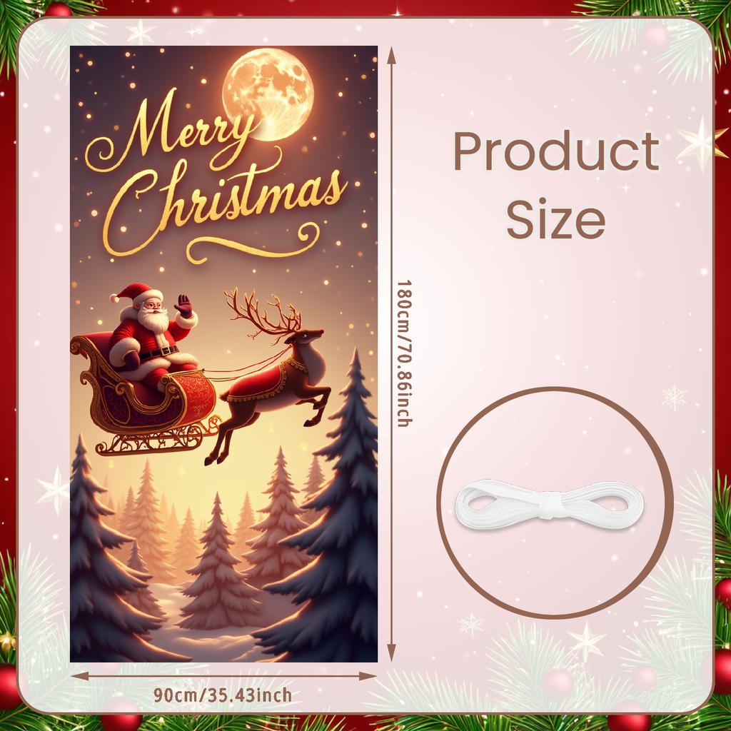 Holiday Decoration Gift Boxes Seasonal Banner Christmas Banner Cheerful Expression Santa Claus Banner For Family Gathering