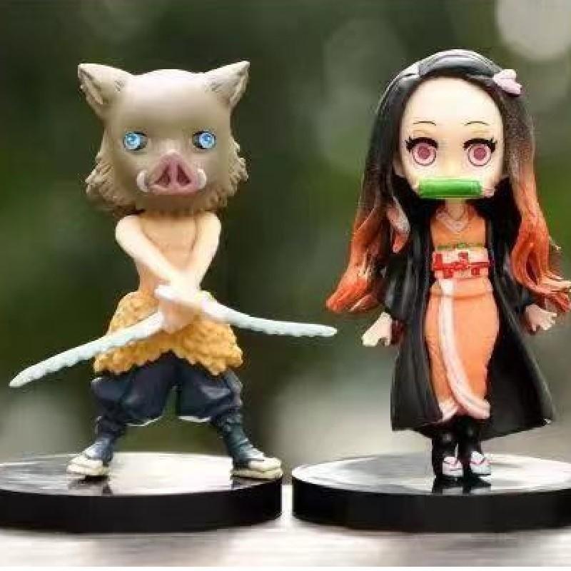 Q Version Demon Slayer Handicrafts 6-piece Mini Figurines Set 11cm For Display