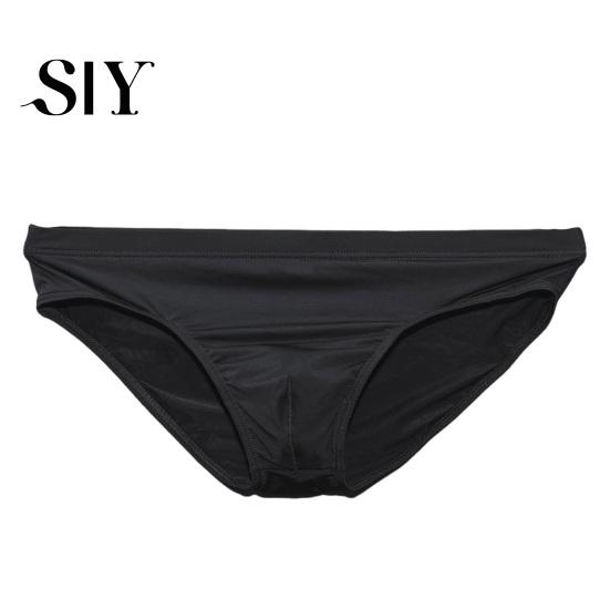 High Elasticity Men Briefs Low-rise Slim Fit Underwear Solid Comfortable Color Ice Silk Transparent Panties Summer Ultra-thin Lightweight