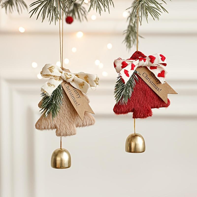 2pcs Xmas Hanging Ornaments Plush Christmas Tree Bell Merry Christmas Hanging Christmas Decorations for Tree