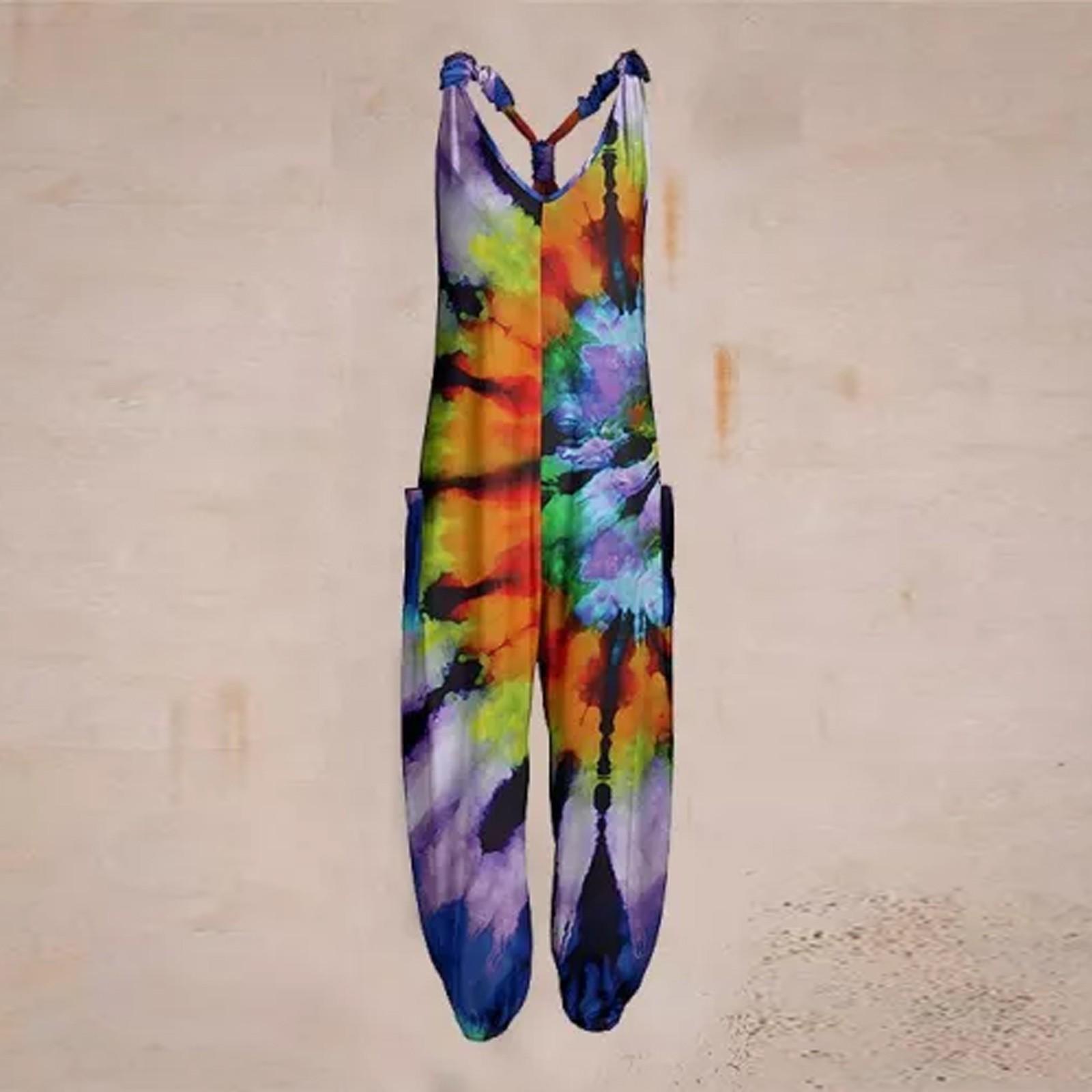 

Жіночий вільний комбінезон з підтяжками з принтом для жінок, літні прямі брюки, вільний пляжний комбінезон XXXXXL