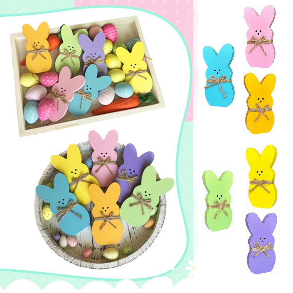 6pcs Tray Decoration Set Easter Decoration Dining Table Decoration Wooden Crafts Decoration