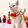 Pet Christmas Collar Adjustable Cute Hand Woven Cat And Dog Knit Cat Collar Scarf With Bell M Golden Bells Red Collar