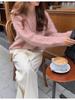 Women's Gentle Style Cashmere Round Neck Cardigan - Autumn Winter Twist Flower Knit Sweater