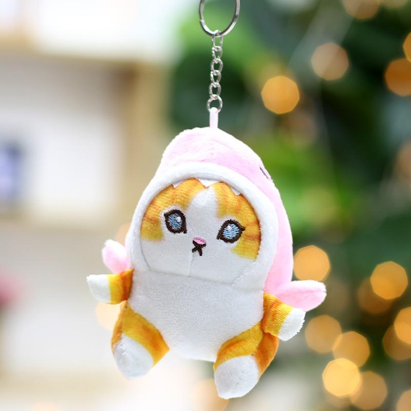Niedlicher Hai-Katzen-Plüschtier-Anhänger Kinder Kreative Cartoon-Katzenpuppe Tasche Schlüsselanhänger Hängender Schmuck
