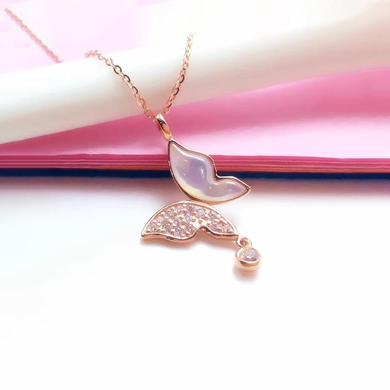 Exquisite Russian Purple Gold And White Fritillary Butterfly Pendant Inlaid With Zircon Pendant Plated Rose Gold Temperament Necklace Women (single pendant)