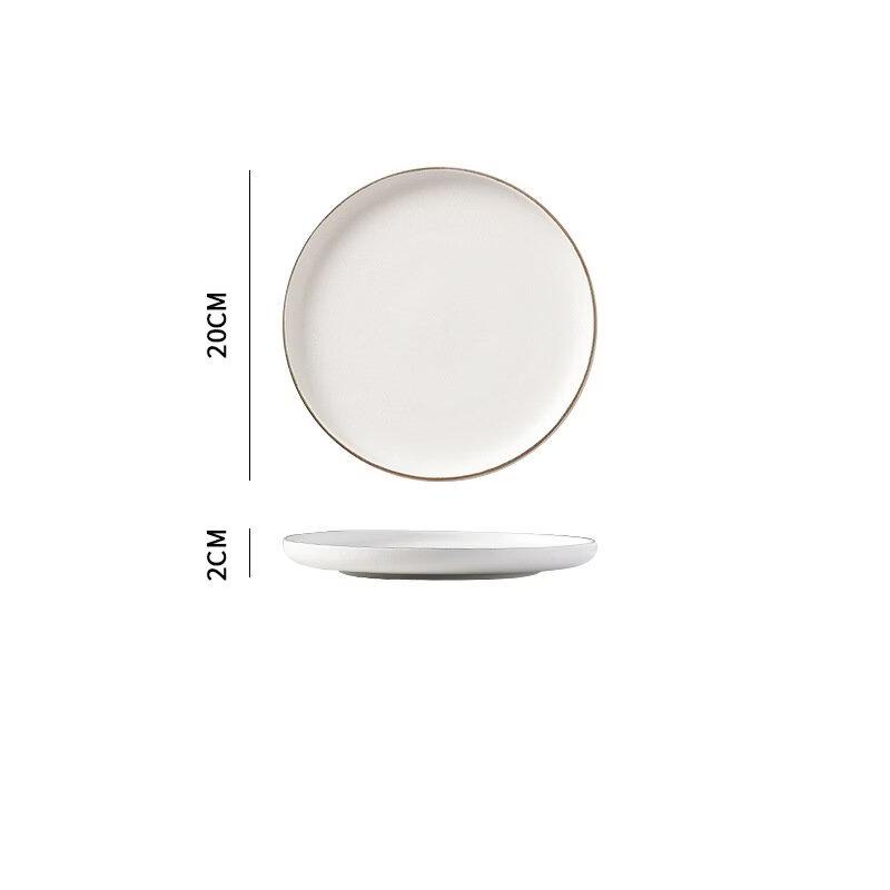 Abay Frosted Ceramic Dinner Plate Set with Gold Rim