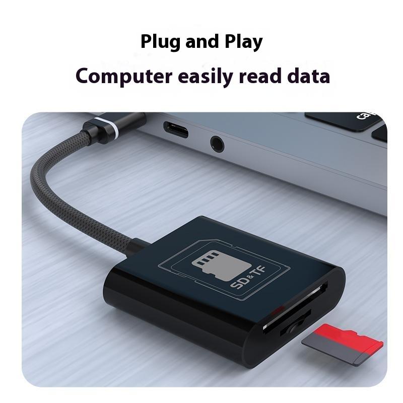 Type-C 2 in 1 Card Reader for TF/SD Cards Support Up to 2TB Compatible with Windows/MAC OS/Linux/Android
