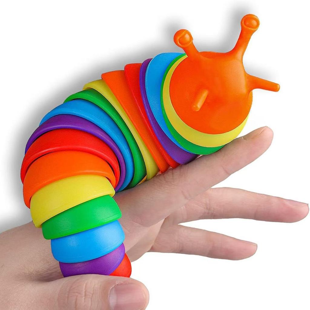 1PCS Colorful Slugs Caterpillar Stress Relieving Bizarre Slugs Blowing Out Stress Relieving Puzzle Relieving Simulation Toy