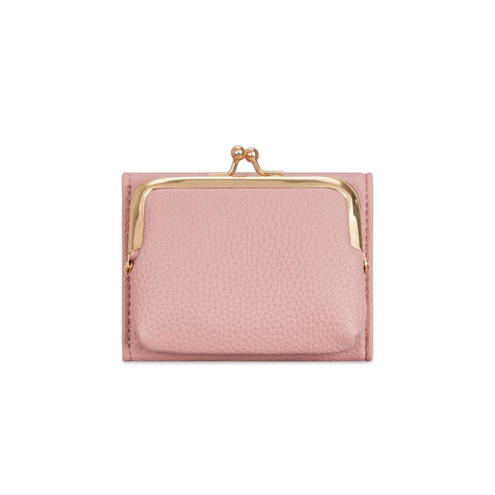 

Portable Three Fold Short Wallets PU Leather Hasp Coin Purses Large Capacity Card Holders Women розовый