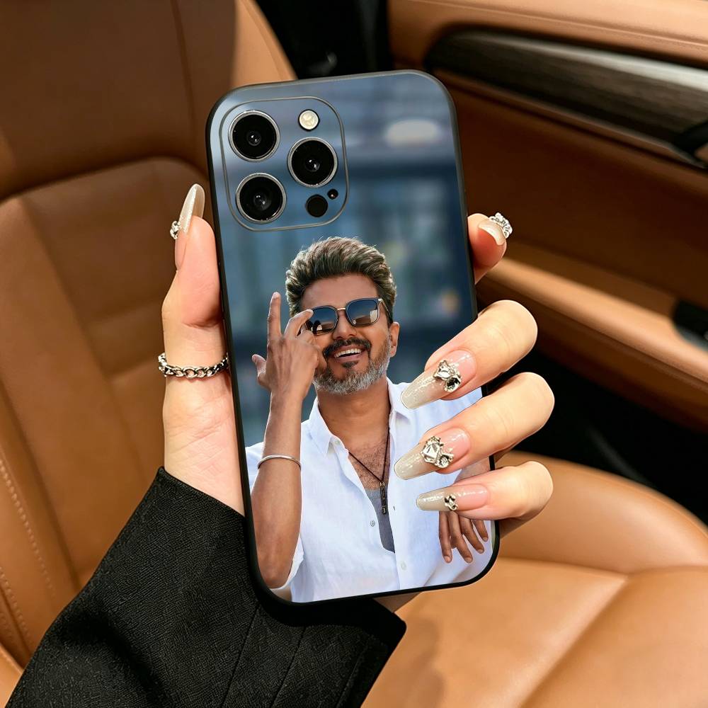 Thalapathy Vijay India Phone Case For iPhone 17,16,15,14,13,12,11 Pro Max,16Plus,XS Soft Black Cover