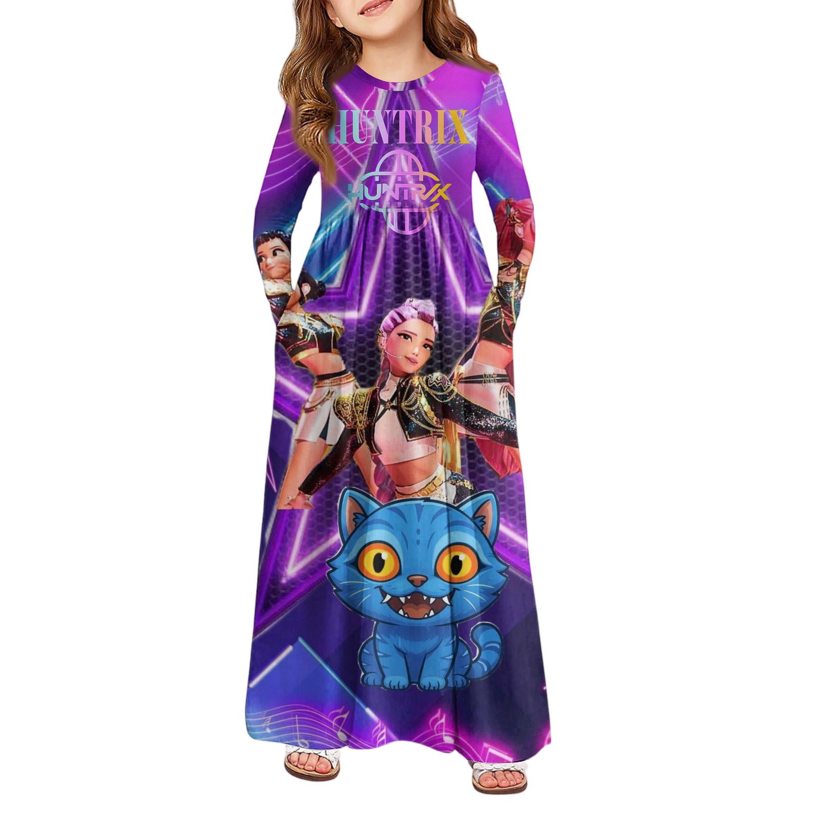 

Girls Maxi Dress - Long Sleeve Pocket Dress T-Shirt Dress 120