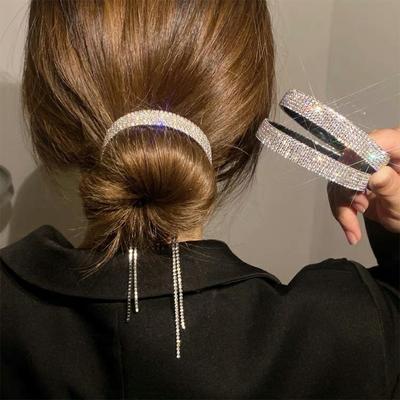 FORWOT Damen Elegant Luxus Strass Quaste Pferdeschwanz Haarspangen Haarclips Haarspangen Haarnadel Stirnband Mode Haarschmuck