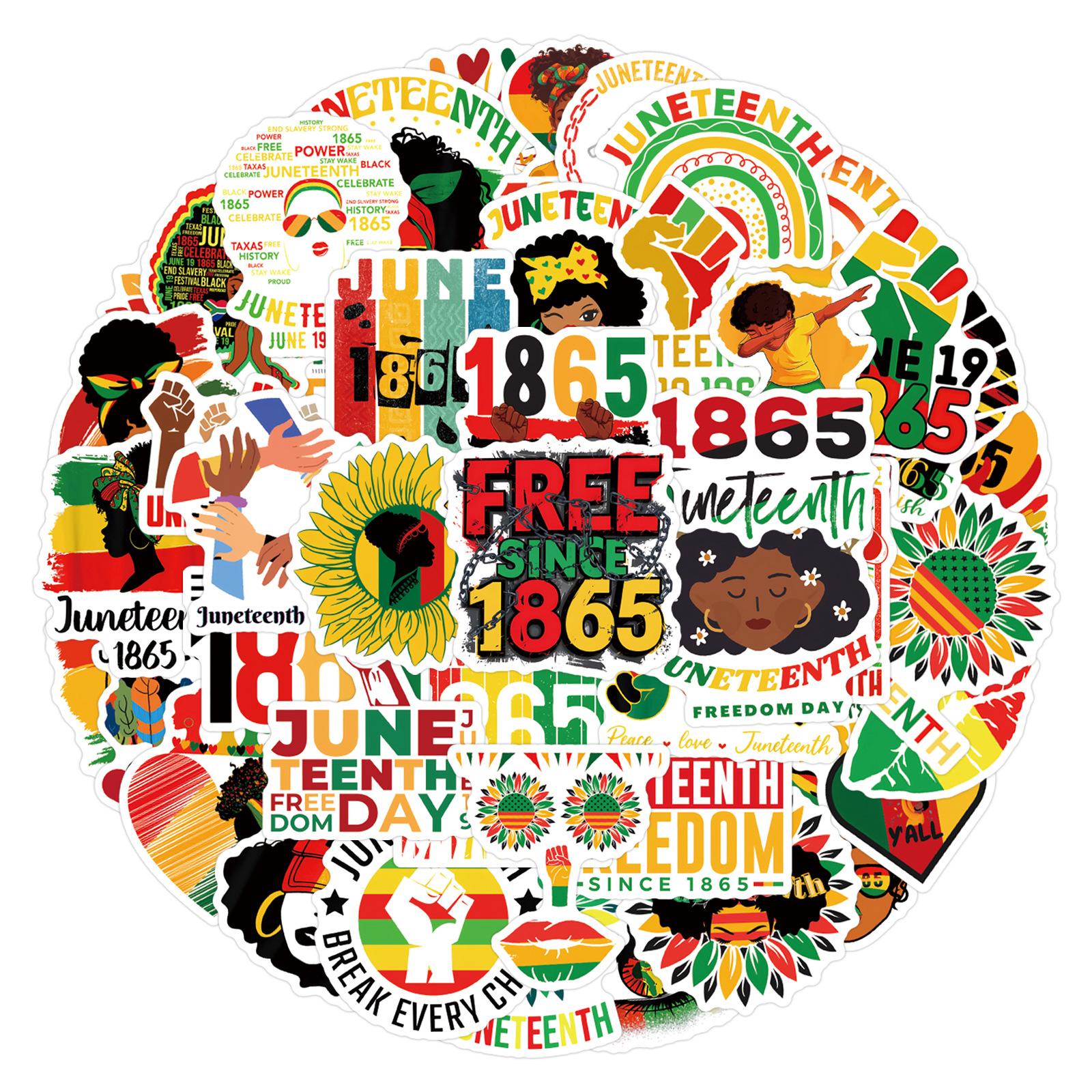 

55 Black Juneteenth Doodle Decals Scooter Laptop Cartoon Decals Premium Durable Quality Useful Practical Reliable
