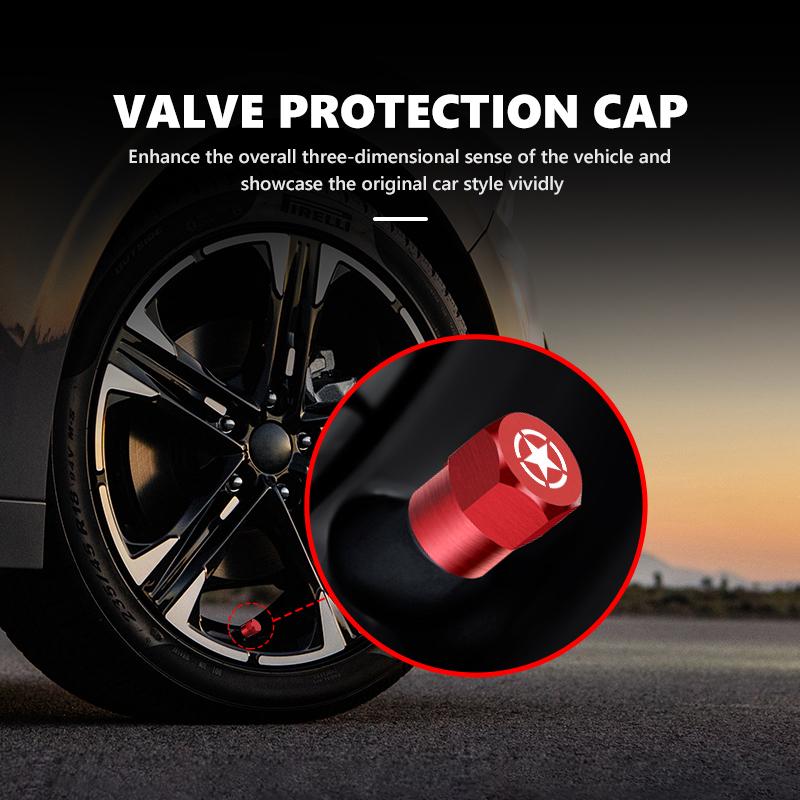 Car Wheel Tire Valve Stems Caps Aluminum Tyre Rim Stem Covers Airdust Waterproof For Jeep Liberty Grand Cherokee JK Compass ALP1