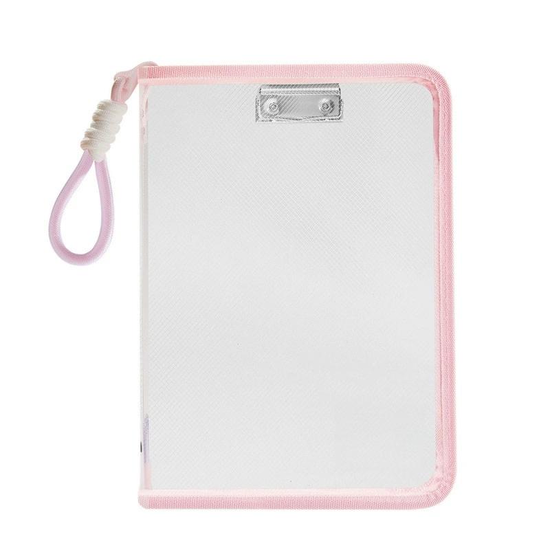 Transparent Zippered Document Storage Bag with Clip Expanded Mesh Zipper Pouch Bags for Storing Teaching Plan, Homework A4