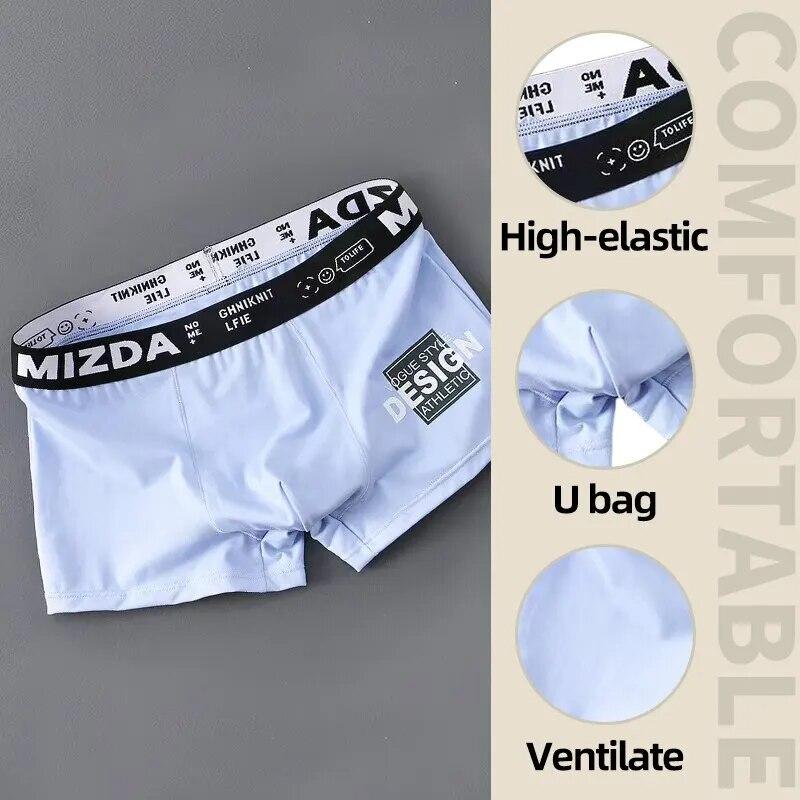 Men Sports Boxers Underpants Underwear White M L XL XXL Letters Wide Band Cotton Breathable Fashion Fitness