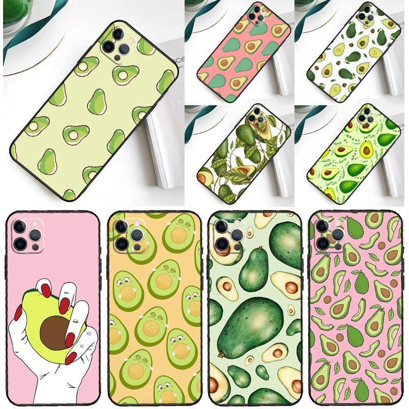 Avocado Collage Phone Case For iPhone 16 15 Pro Max 12 13 Mini 11 14 Pro Max XR 16 15 Plus 16e Cover Coque